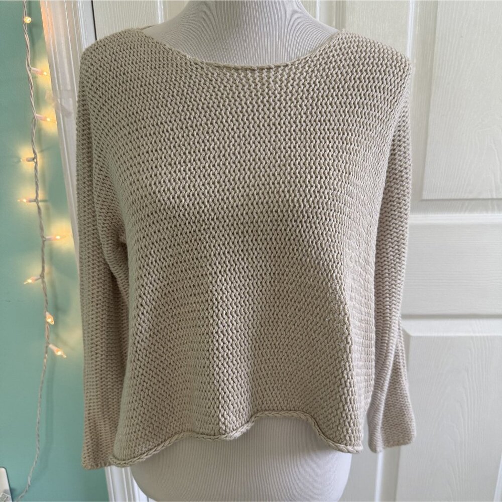 Altard State Chunky Knit Beige Sweater Slightly Cropped Small